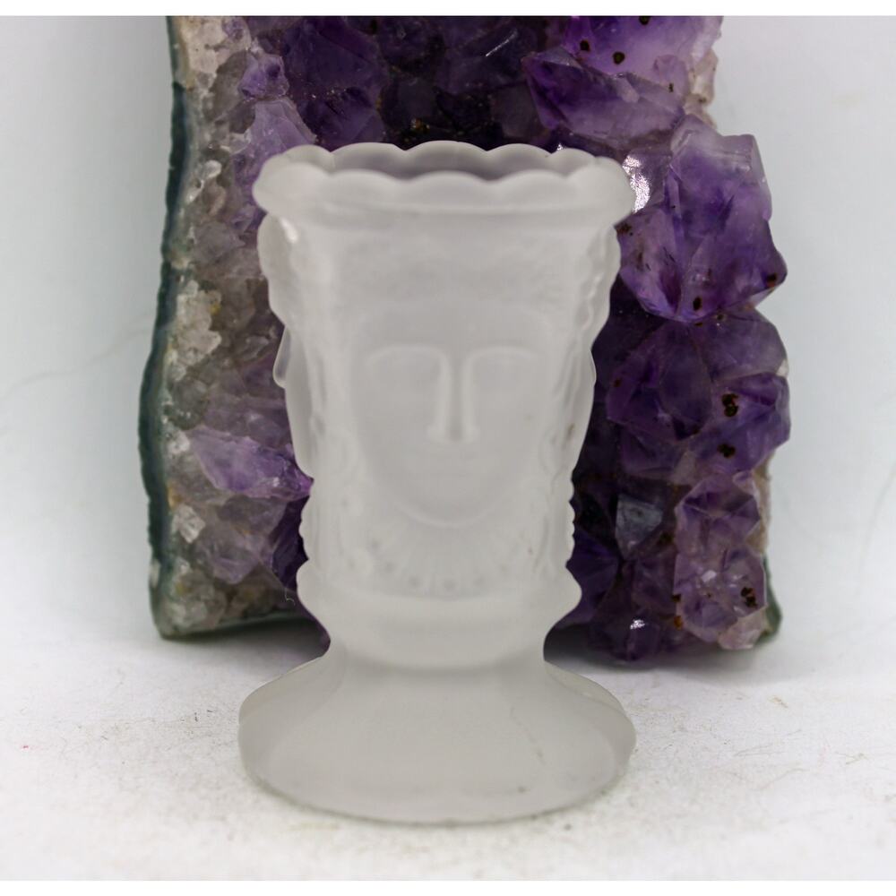 L.G. Wright Satin Glass Three Face Toothpick Holder